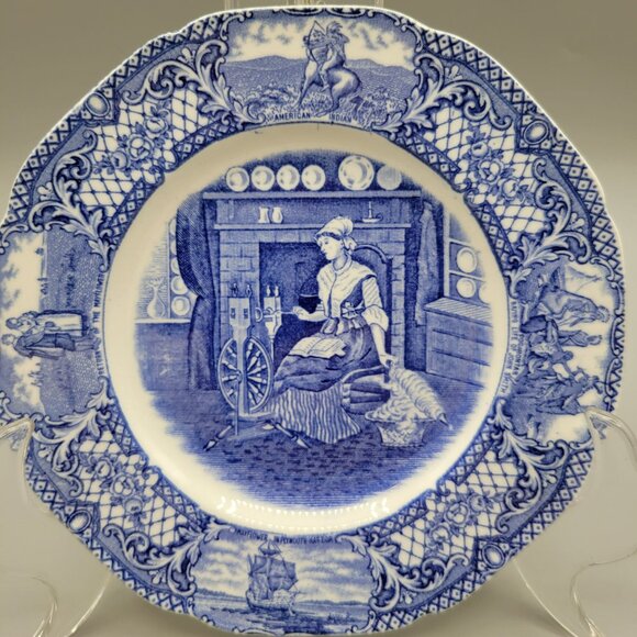 Crown Ducal Blue Colonial Times Bread Plates 6" Set of Four - Picture 2 of 5